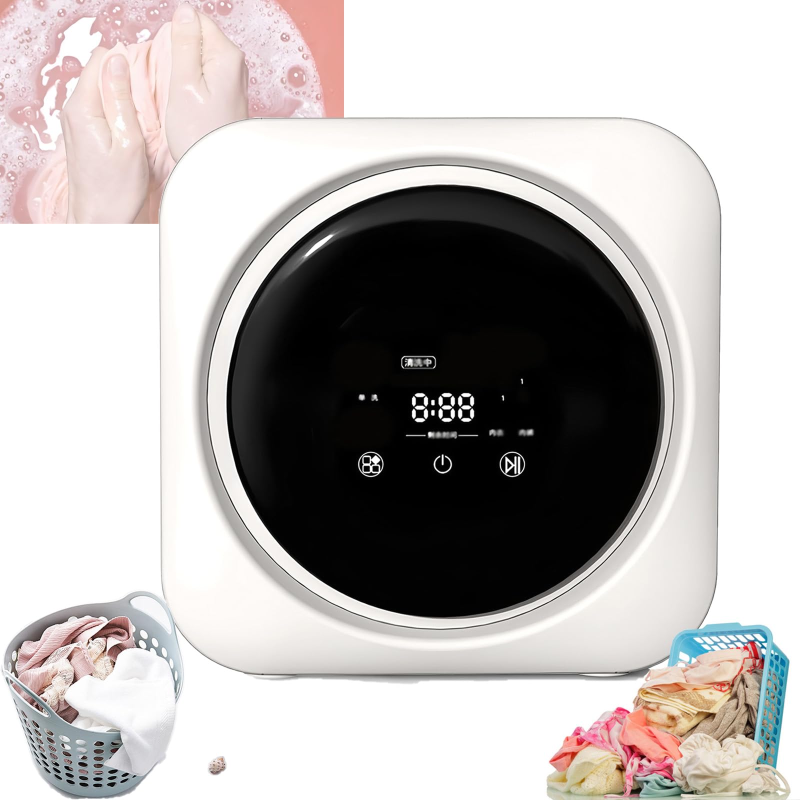 Lavatrice Portatile Completamente Automatica da 3,5 L, Mini Lavatrice, Lavatrice Portatile Compatta, con Funzione Asciugatrice, per Biancheria Intima, Piccoli Vestiti e Calzini,Desktop