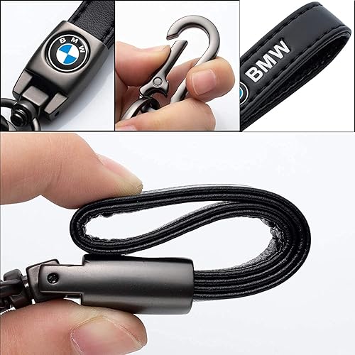 Miniatura 4 de NUDAM Llavero negro de cuero genuino compatible con BMW X1 X3 X5 X6 Z4 X6 X7 M Series 1 3 5 6 Series Llavero para hombres y mujeres