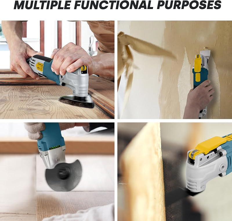 Unealtă multifuncțională oscilantă Enventor 300 W cu 28 de accesorii, 6 trepte de viteză 15000-22000 RPM, oscilație de 3 grade, pentru tăiere, găurire, șlefuire, polizare