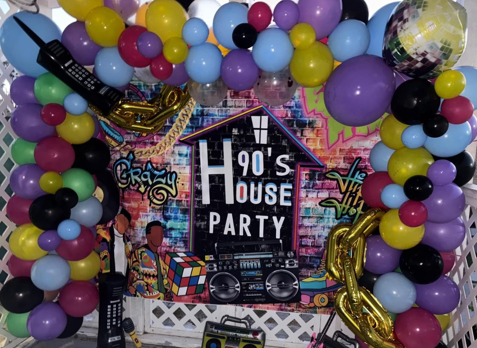 Mocsicka Fresh ONE Birthday Backdrop Fresh Prince Or Princess 1st Birthday Background Graffiti Wall 90s Hip Hop Birthday Party Cake Table Decoration Banner Photo Booth Props (10x7ft