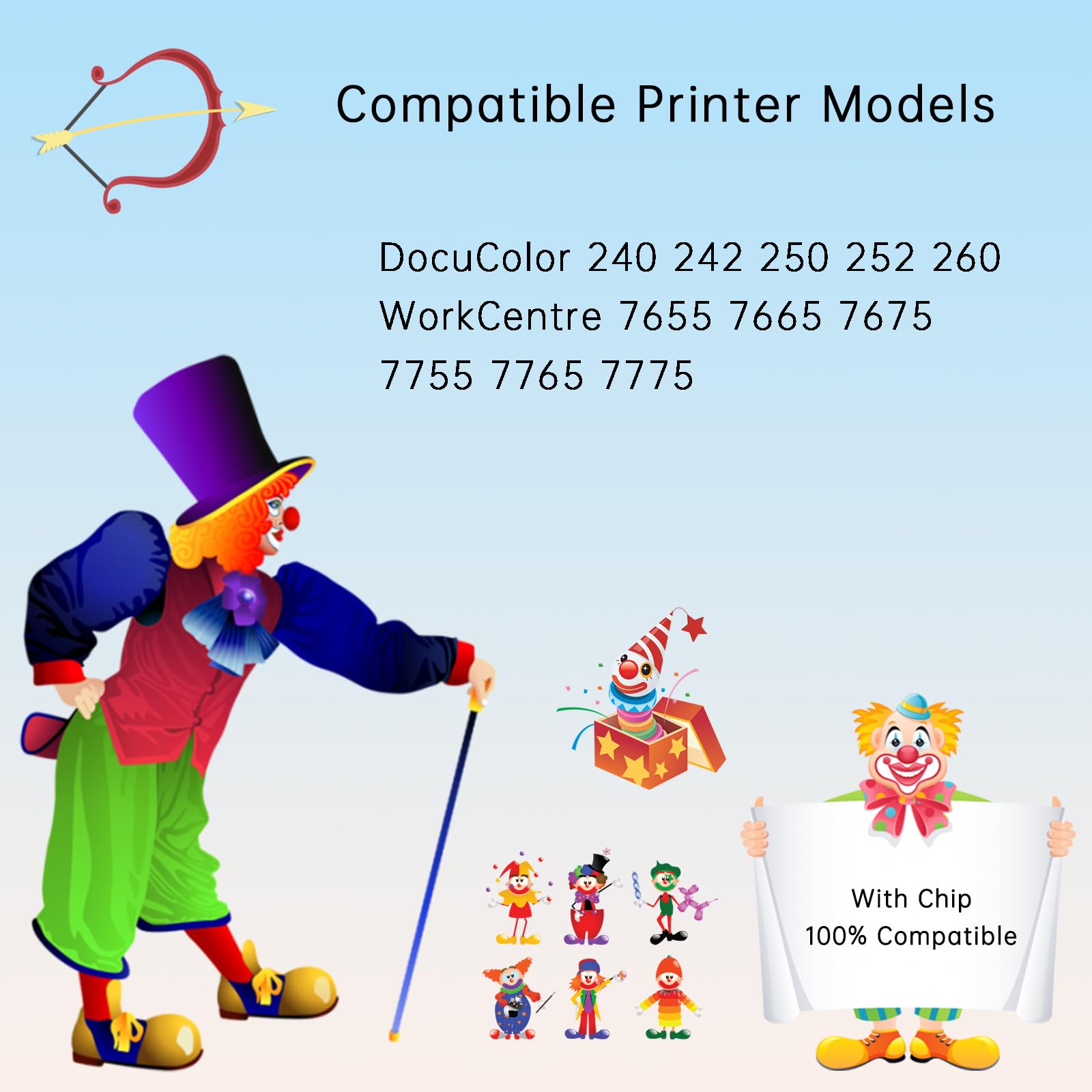 DC250 Developer Unit Compatible with Xerox DocuColor 240 242 250 252 260 WorkCentre 7655 7665 7675 7755 7765 7775 Printers, Enhanced Durability, Ideal for High-Volume Printing (4-Pack BK/C/M/Y)