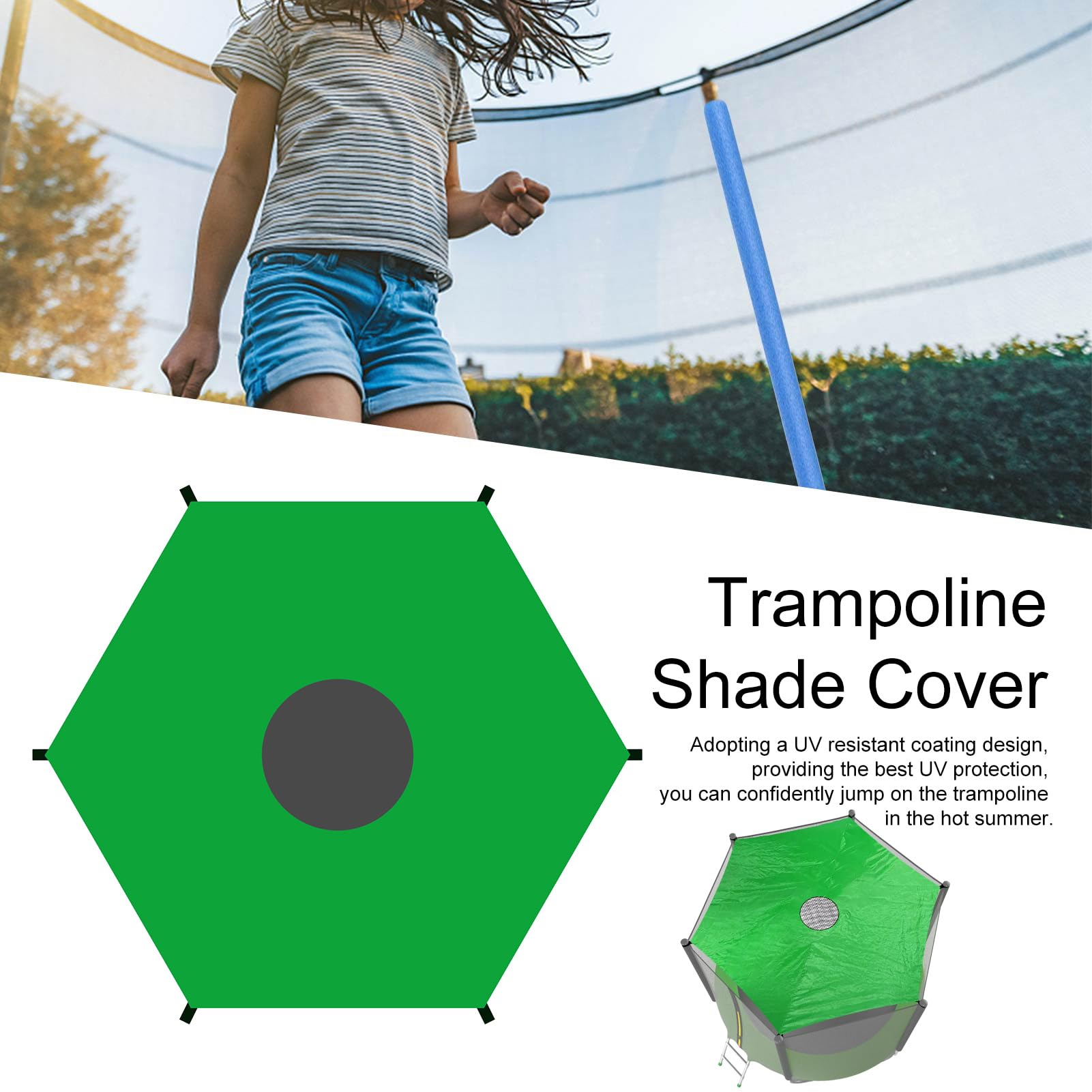 Cover For Trampoline For Raining, 6FT-6 Waterproof Trampoline Accessories, Sunshade Canopy Awning For Trampoline | Waterproof Sunblock Shade Cloth Foldable For Patio Backyard Garden Outdoors Use