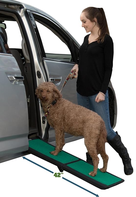 SupertraX Ramps for Dogs and Cats, Emerald | Maximum Traction Surface, Portable/Easy-Fold, Built in Handle for Travel, 42" L X 16" W, Supports 150 lbs