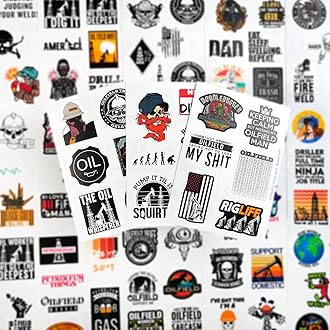 BulbaCraft 100 Pcs Oilfield Stickers, Oilfield Life Stickers, Oil Patch Hard Hat Emblems and Decals, Oil Patch Gifts, Petroleum Field Worker Gifts for Women & Men