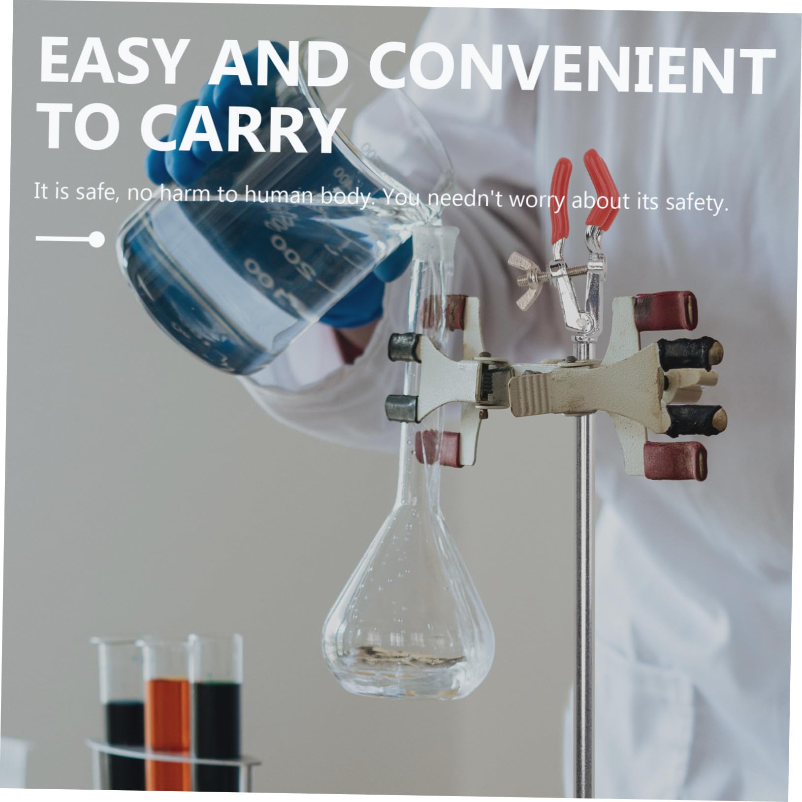 Ensemble de Pinces Trois Broches pour Laboratoire avec Pince pour Flacon et Clip de Support en Alliage de Zinc, Facile à Transporter pour Expériences D'apprentissage