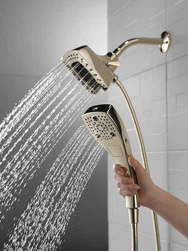Miniatura 37 de Delta Faucet 5-Spray In2ition - Cabezal de ducha doble con rociador de mano, cabezal de ducha cromado con manguera, cabezales de ducha, acoplamiento