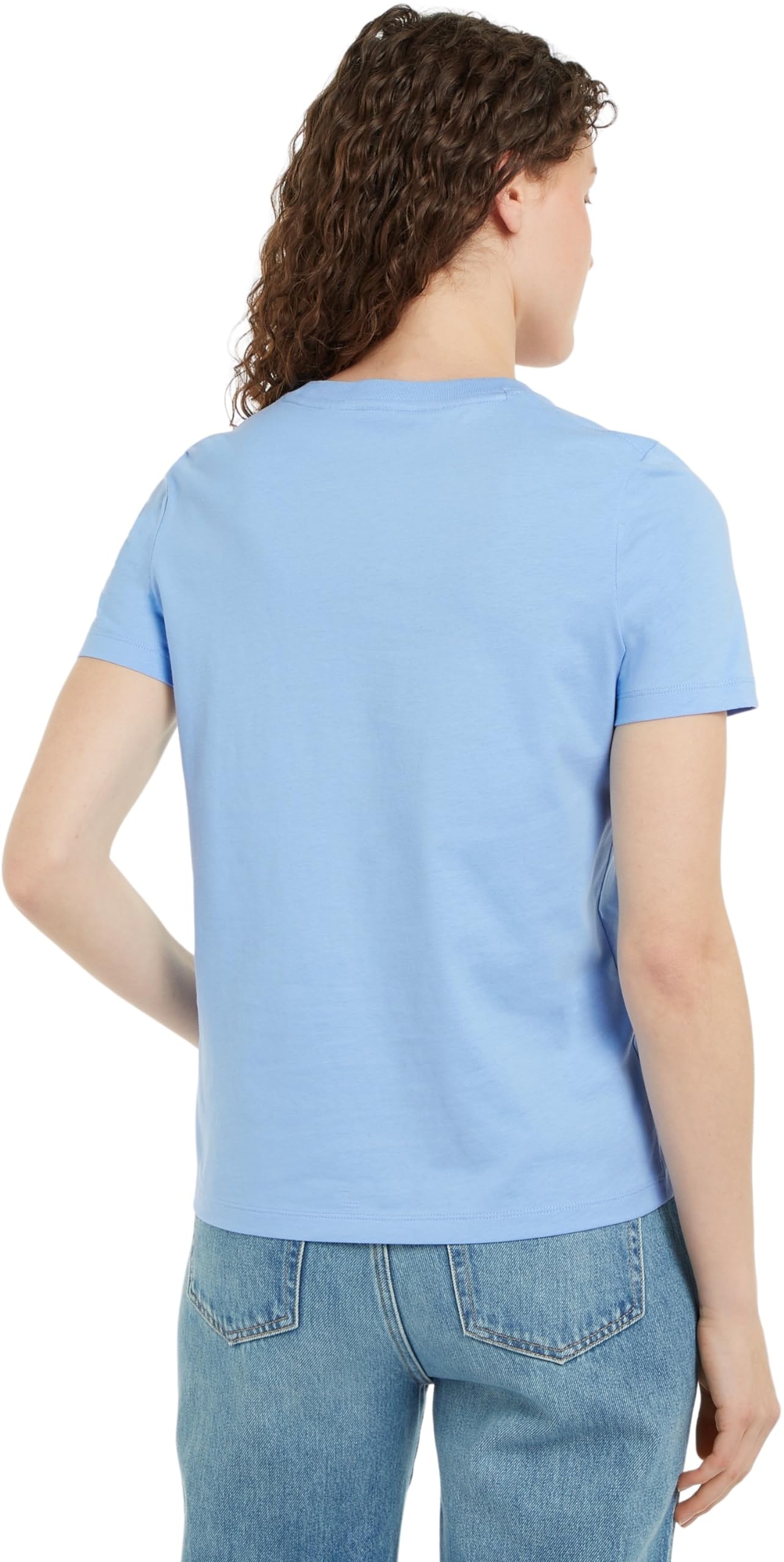 Tommy Hilfiger Damen T-Shirt Kurzarm Script Graphic aus Baumwolle, Blau (Vessel Blue), XS – Ansicht 2