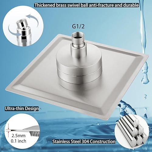 Miniatura 7 de Cabezal de ducha filtrado, cabezal de ducha de lluvia de alto flujo de acero inoxidable con cartucho de filtro de agua dura de 15 etapas para