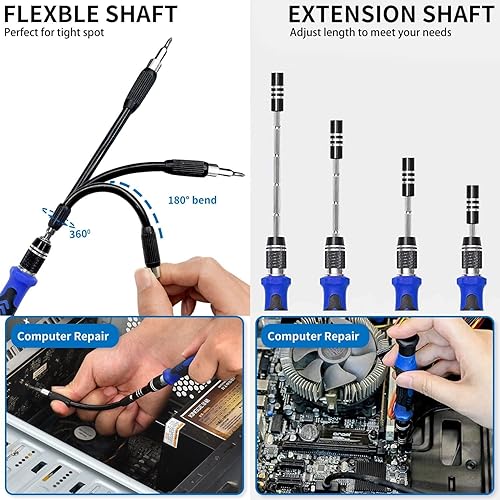 Miniatura 3 de Kit de herramientas de reparación de computadora 80 en 1 con alfombrilla magnética, juego de destornilladores de precisión para laptop, kit de