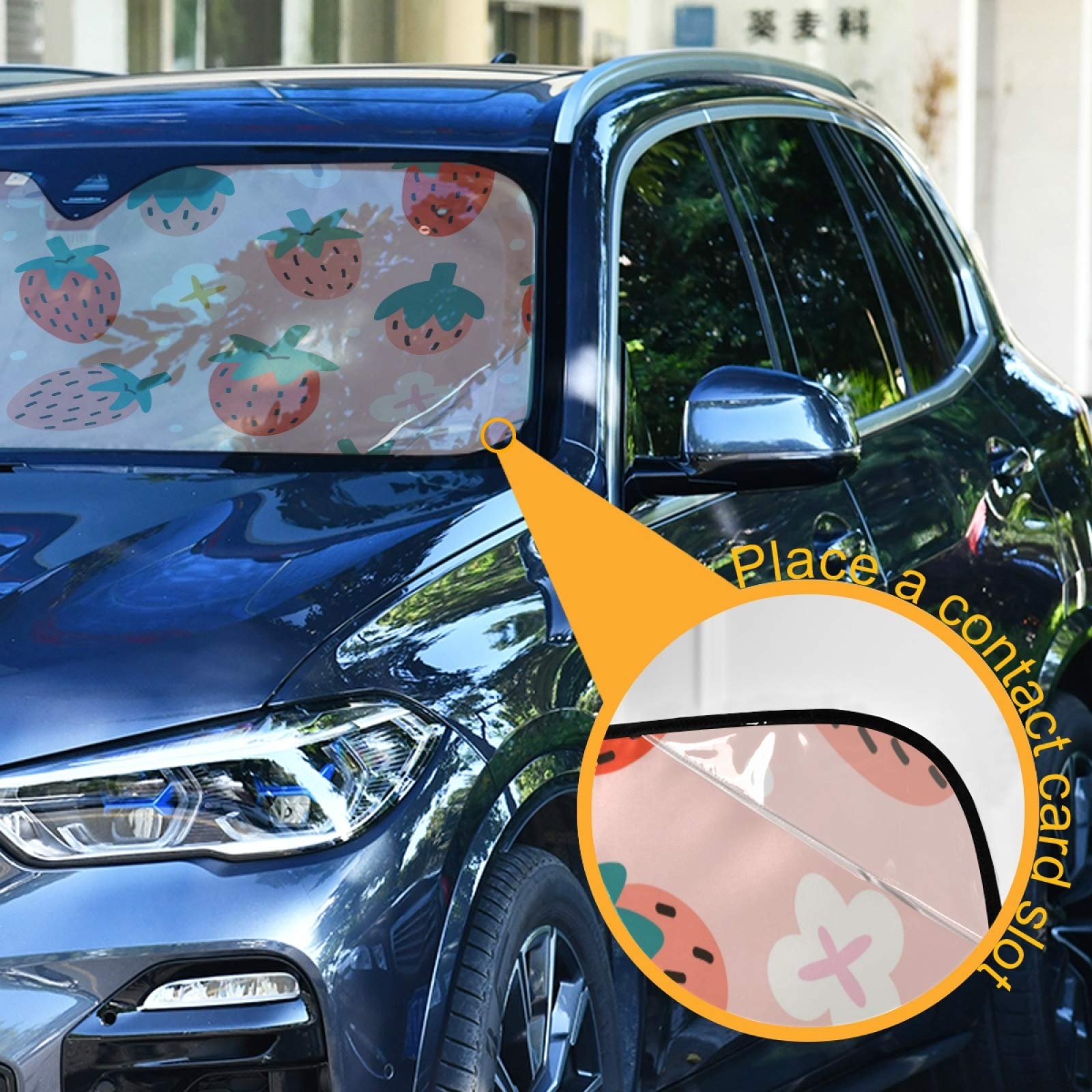 Parasol Audi A4 ODAWA Parasol Plegable Para Parabrisas De Coche, Con Ojos Azules, Bloquea Los Rayos UV, Protección Contra El Calor Solar, 55 X 27.6 Pulgadas Protector Parabrisas Coche