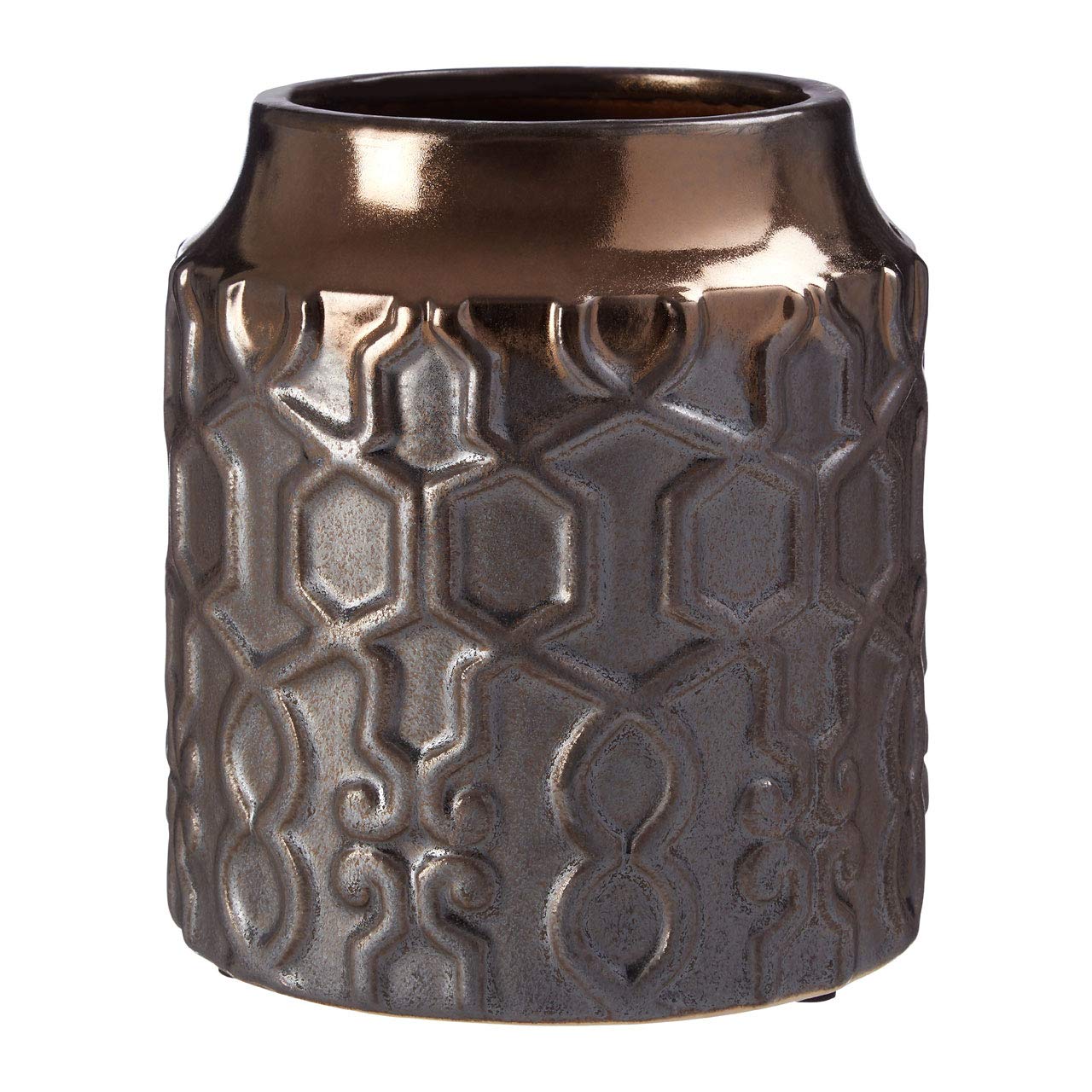Premier Housewares Zircon Small Ceramic Planter - Gold/Grey