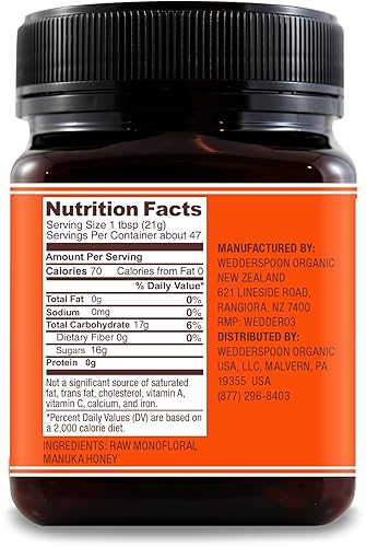 Miniatura 2 de Wedderspoon On The Go Raw Premium Manuka Miel KFactor 16, sin pasteurizar, genuina miel de Nueva Zelanda, multifuncional, súper-alimento sin OMG