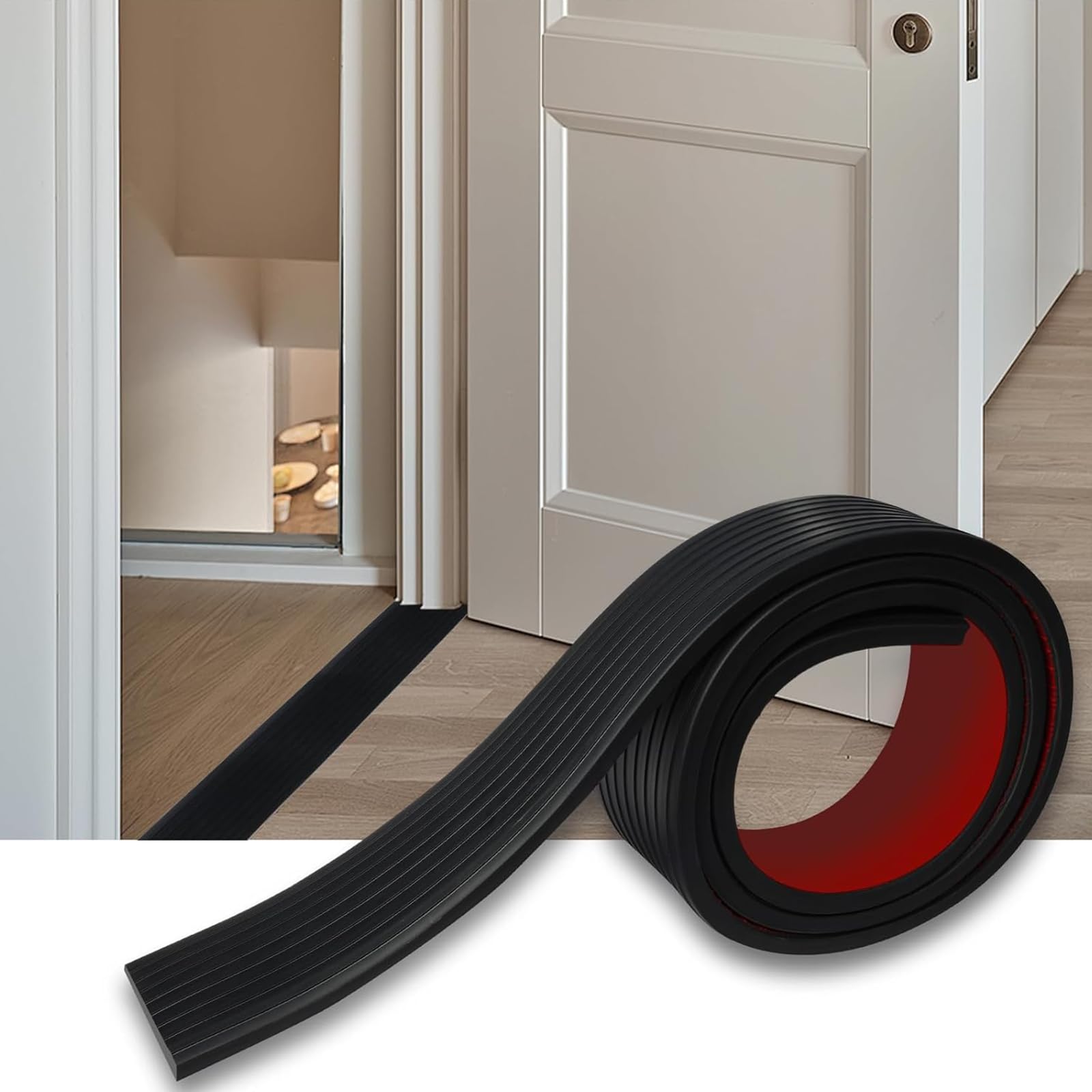 Rampe de seuil en caoutchouc autocollante 2m pour robot aspirateur et porte de salle de bain