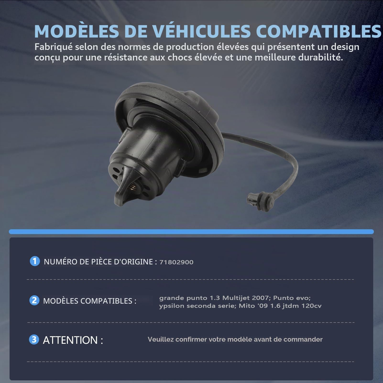 Bouchon de réservoir pour DUCATO Bus Platform/Chassis Van 71802900 verrouillable avec 2 clés