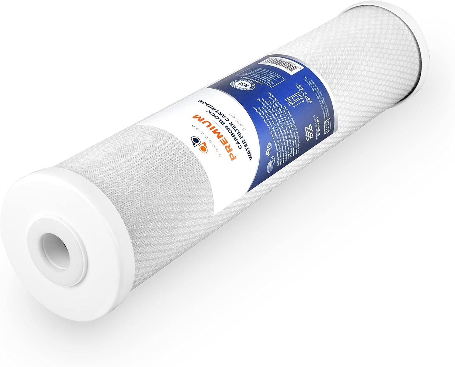 Aquaboon 5 Micron 20 x 4.5 Whole House Water Filter Replacement Cartridge Carbon Block Chlorine Reduction for 1-Stage Water Filtration System 1 Pack