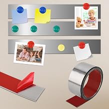 Soengsau 118" x 3.15" Flexible Self Adhesive Metal Strip for Magnets, Peel and Stick Ferrous Memo Tape for Bulletin Boards, Workshop, Office and School Use