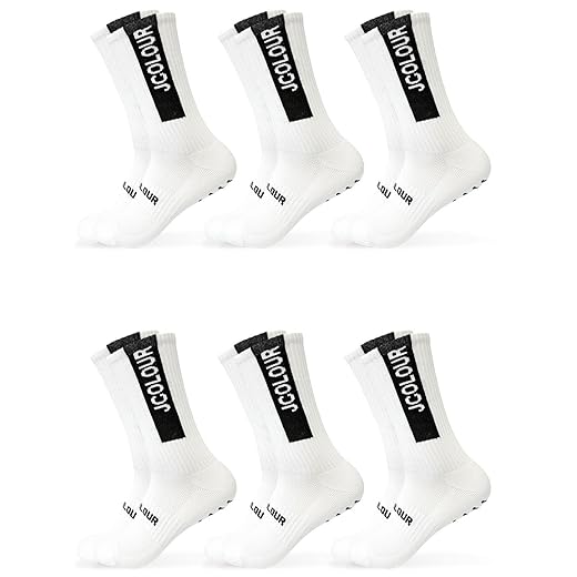 J COLOUR Kit 6 Meias Antiderrapantes Meiãs de Futebol, Meias Esportivas Profissionais para Longas Futebol e Esportes