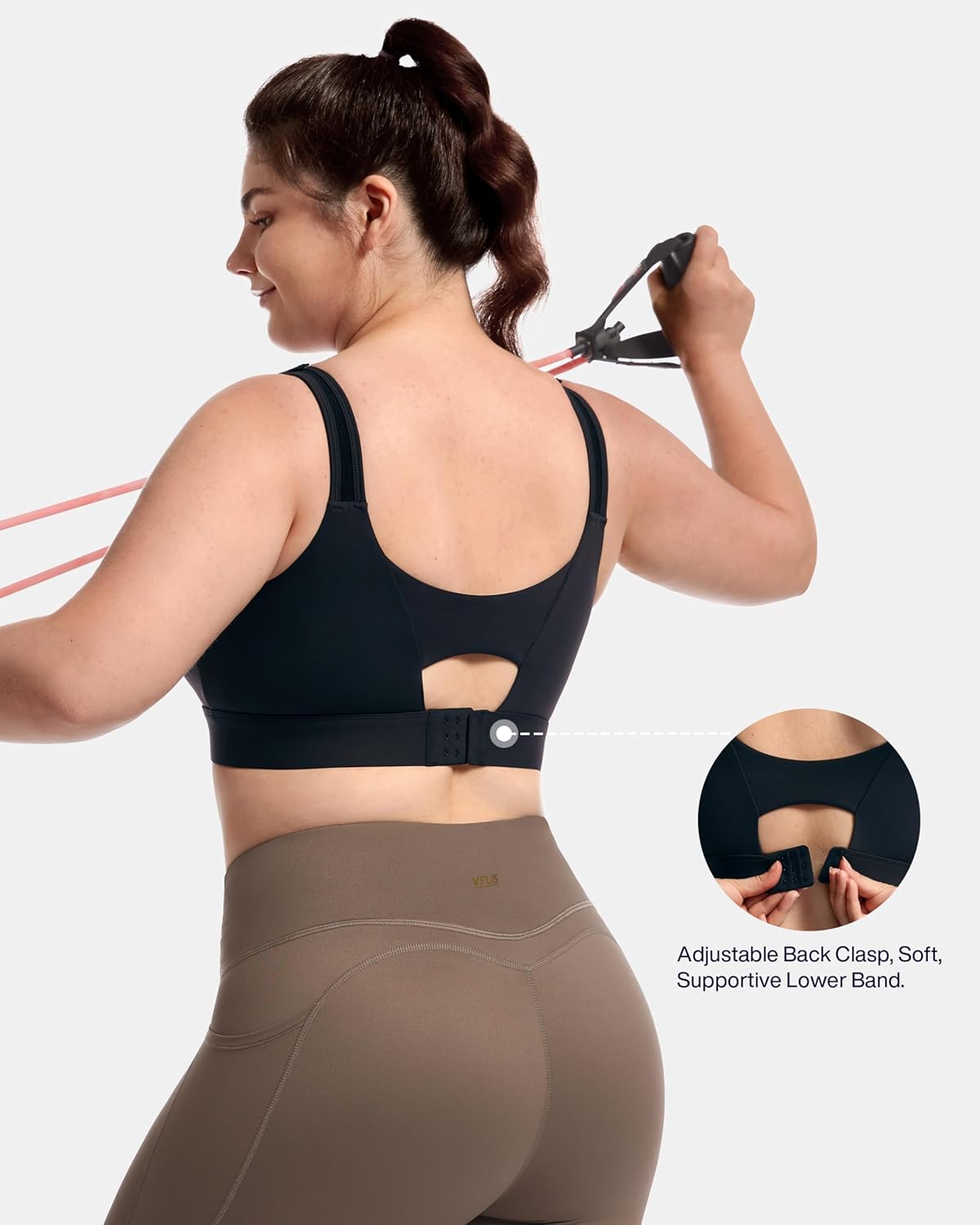 Women's Sports Bra Wirefree Adjustable Medium-High Support Everyday Wear for Large Bust Plus Size with Removable Pads - Image 5