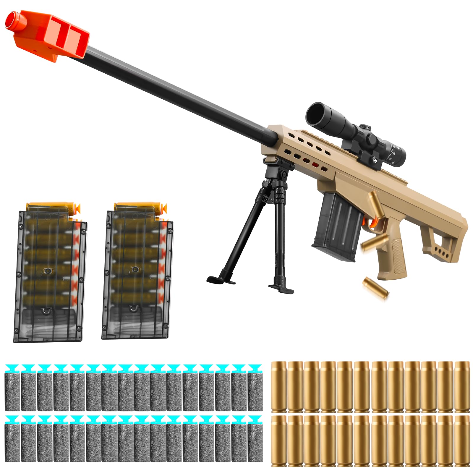 Toy Sniper Rifle with Scope Soft Bullet Toy Gun Shell ejecting Foam Blaster Guns Realistic Fake Prop Dart Backyard Outdoor Shooting Game for Kids Boys Teen Adult Gifts for Age 8-12 13 Years Old (37in)