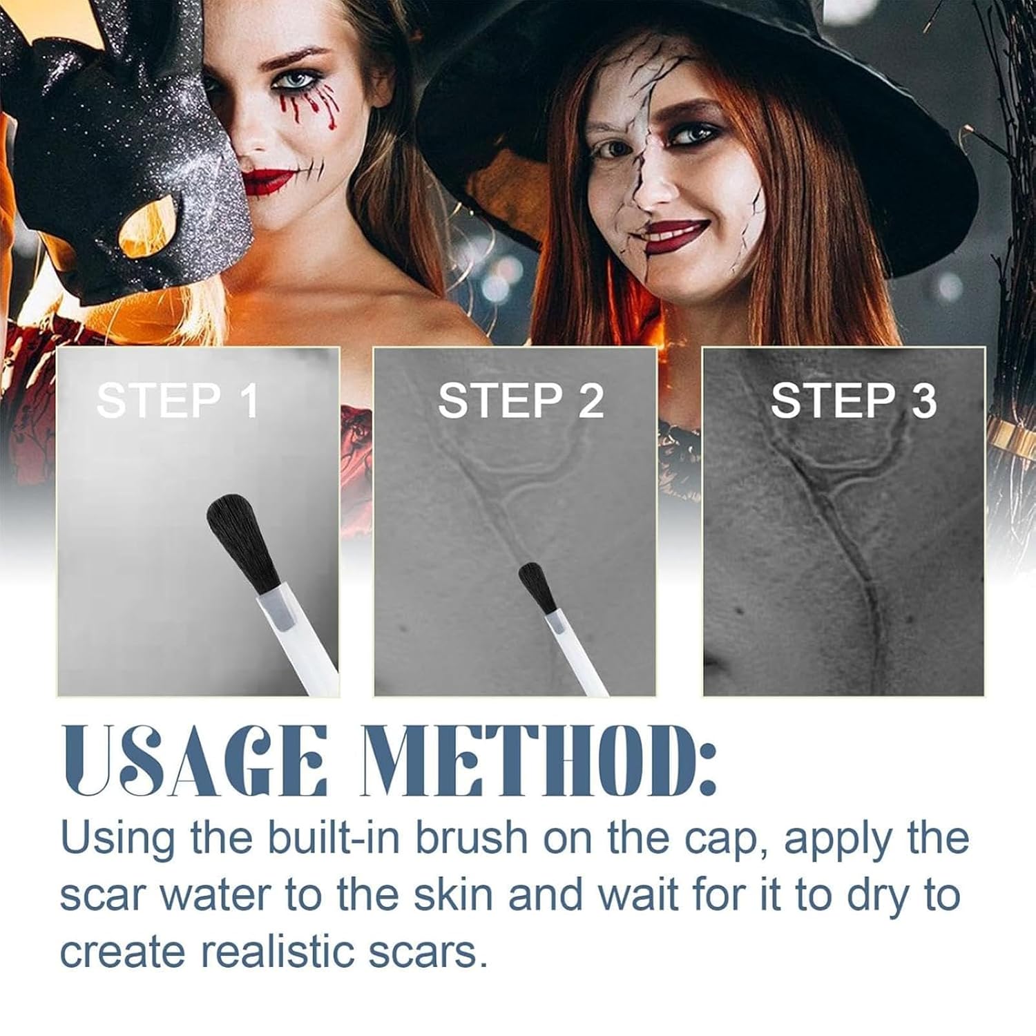 Rigid Collodion with Brush & Remover & fake blood & Stipple Sponge Sfx Makeup Kit, Scarring Liquid, Liquid Scar Makeup for fake scars, special effects makeup kit for cosplay Halloween Stage Theatre
