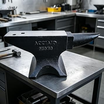 66LB Blacksmith Anvil, High Hardness Cast Steel Single Horn Anvil with Polished Surface, Hardy & Pritchel Holes for Metal Forging, Shaping, Jewelry & Workshop Projects