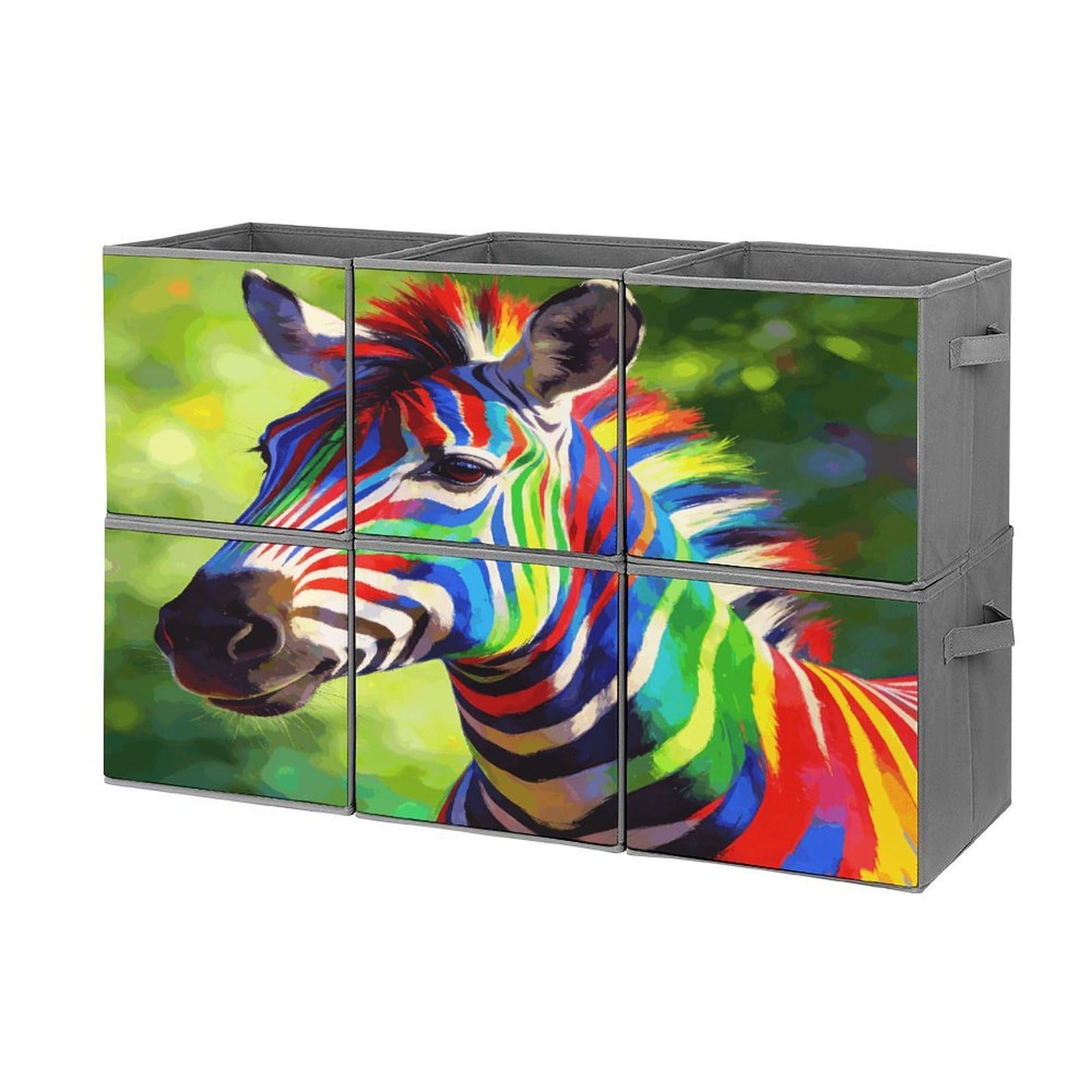Fodpand Style Dreams In The Forest Cube Bins With Double Handles,Set Of 6 Cube Organizer, Stackable And Foldable Storage Bins For Organization, Closet, Shelves, Offices