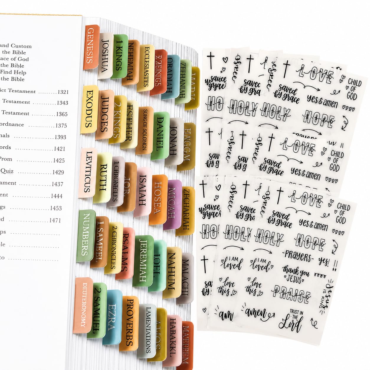 Bible Tabs Set with Stickers and Index Tabs, Bible Study Supplies