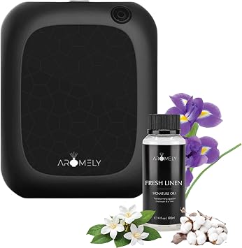Aromely ARO 25MAX Smart Scent Diffuser Bundle Oil, Waterless, App Controlled, Up to 1,500 Sq Ft with Fresh Linen 120 ml