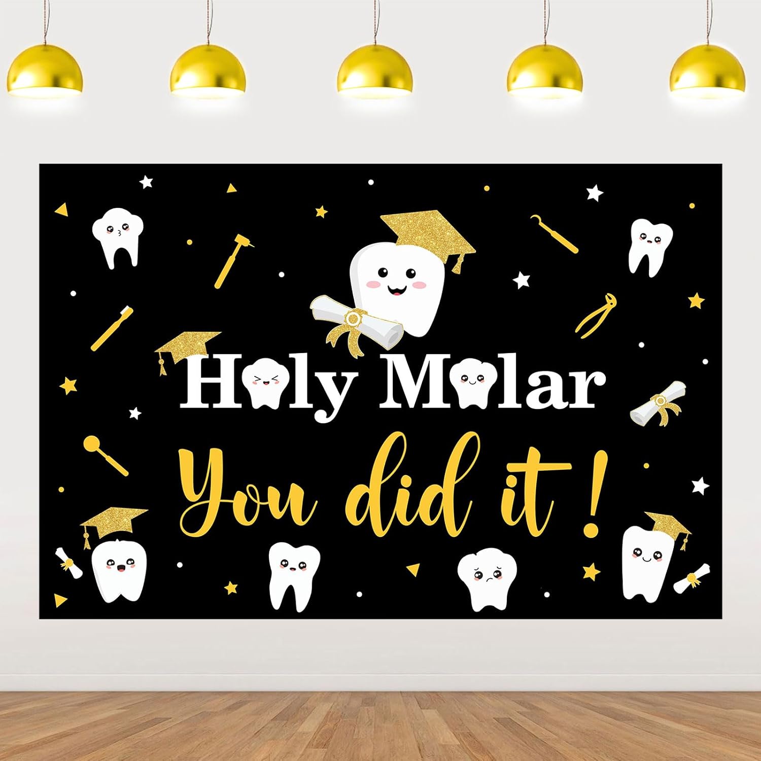 Dentist Graduation Party Decoration Holy Molar You Did It Backdrop 4.92*3.28 ft Dental Graduation Decor 2026 Dental School Grad Congrats RHD Dentist Tooth Grad Celebration for Future Dentists