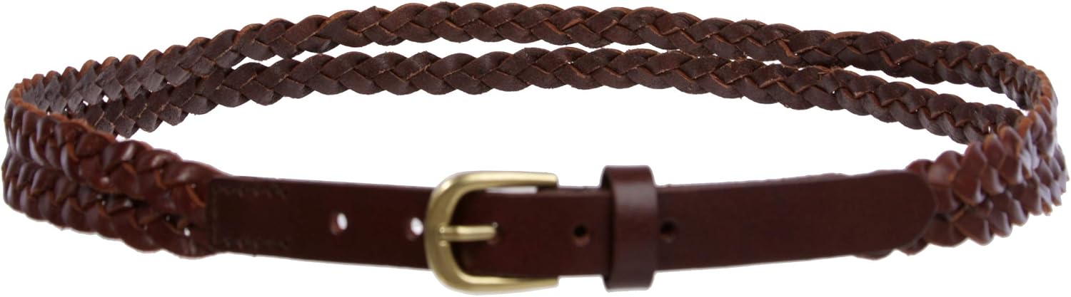 Beltiscool Women's Double Braided Skinny Leather Belt