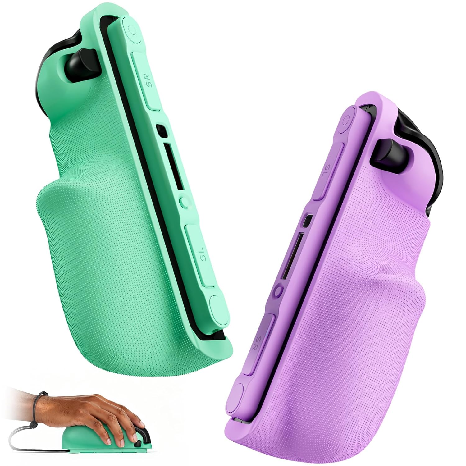 COOWPS P2 2026 Latest Upgrade Split Grip Case for Nintendo Switch 2, Mouse Mode Patent Innovative Design Comfort Ergonomic Grips, Enhance Gaming Experience, Anti-slip Sweatproof, Green and Purple