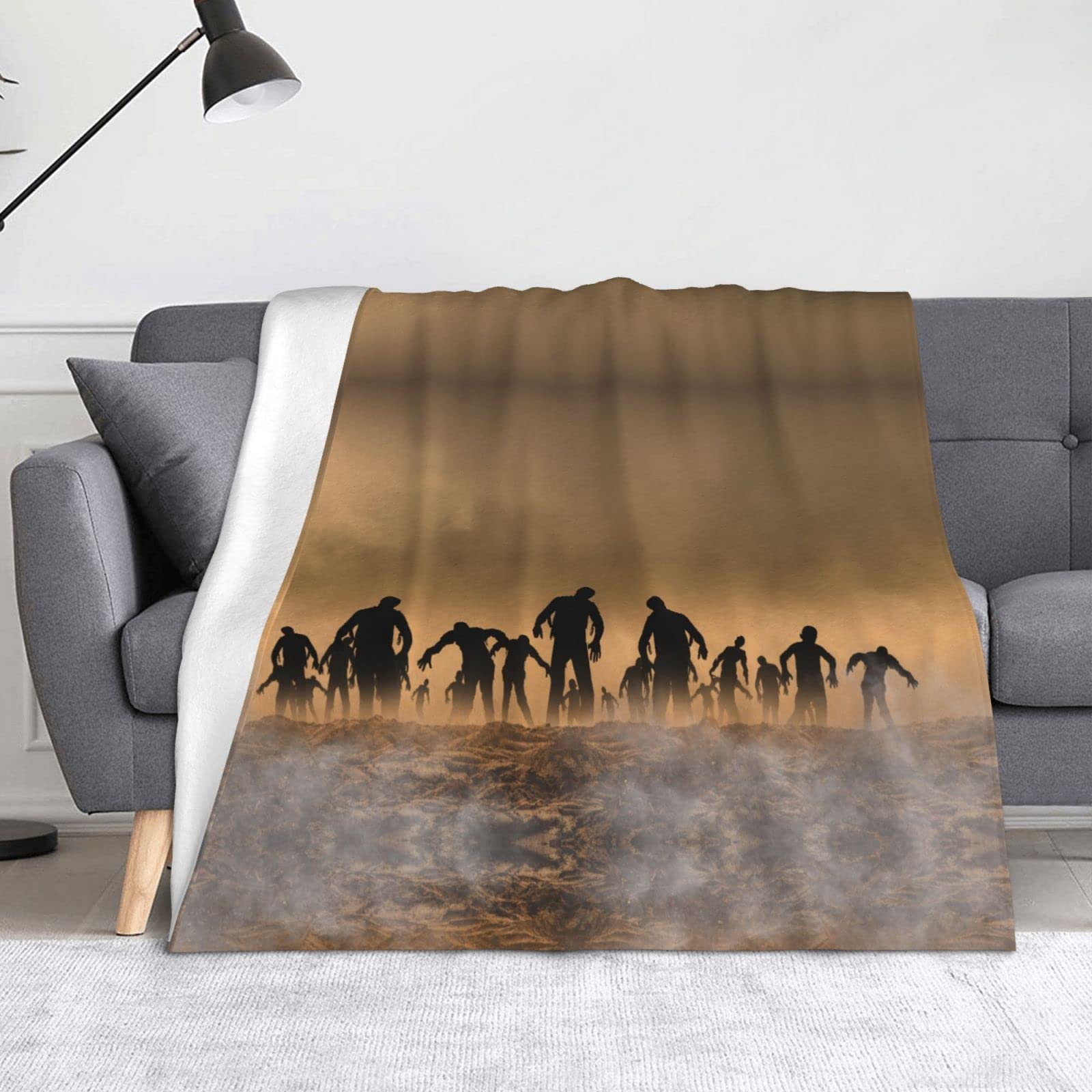 Plaid zombie en flanelle pour camping voyage et soirées cocooning canapé
