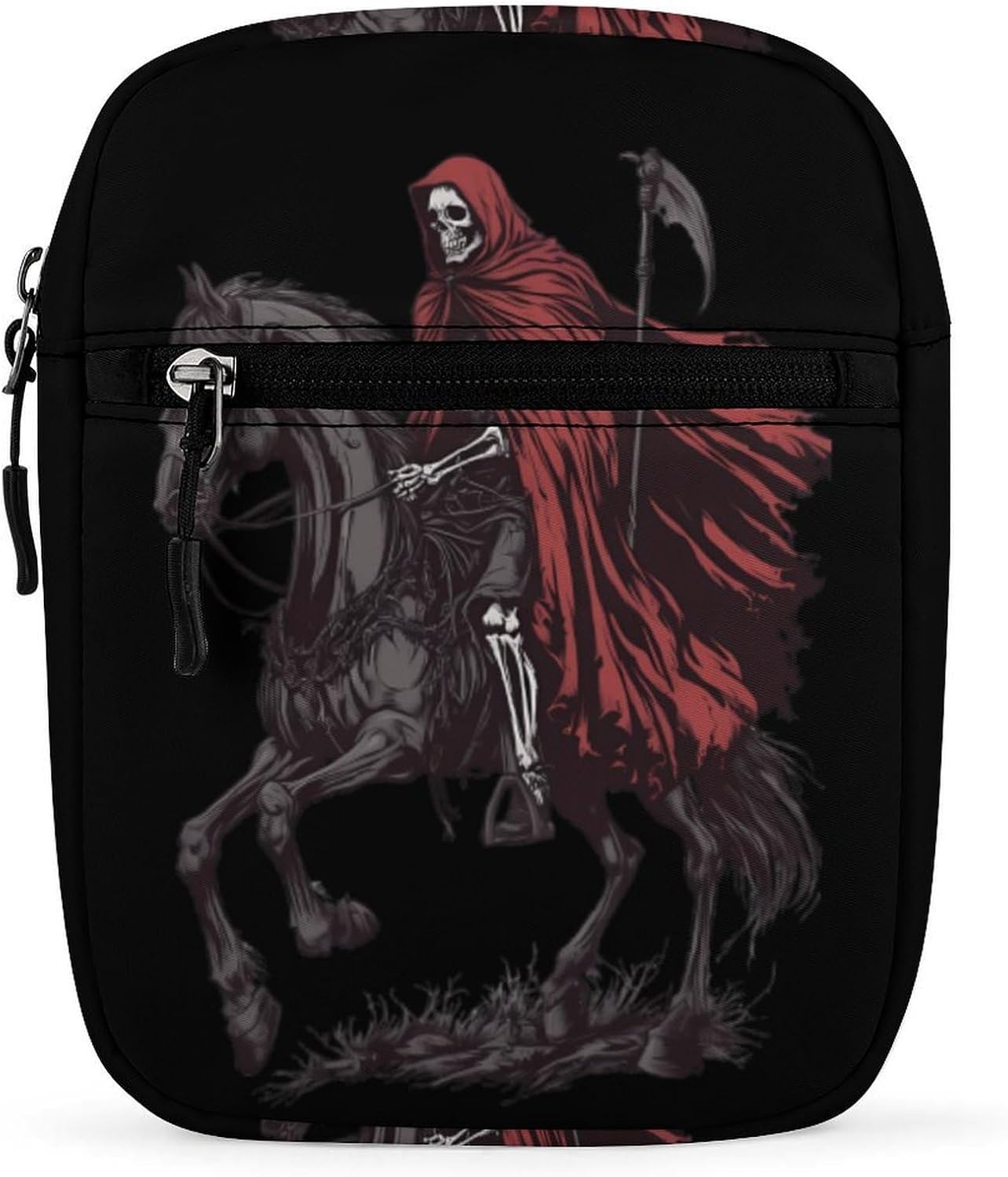 Grim Reaper Skeleton Riding Horse Small Crossbody Bag Sling Shoulder Satchel
