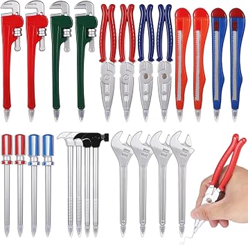 24Pcs Tool Shaped Ballpoint Pens, Black Ink Novelty Stationery Office