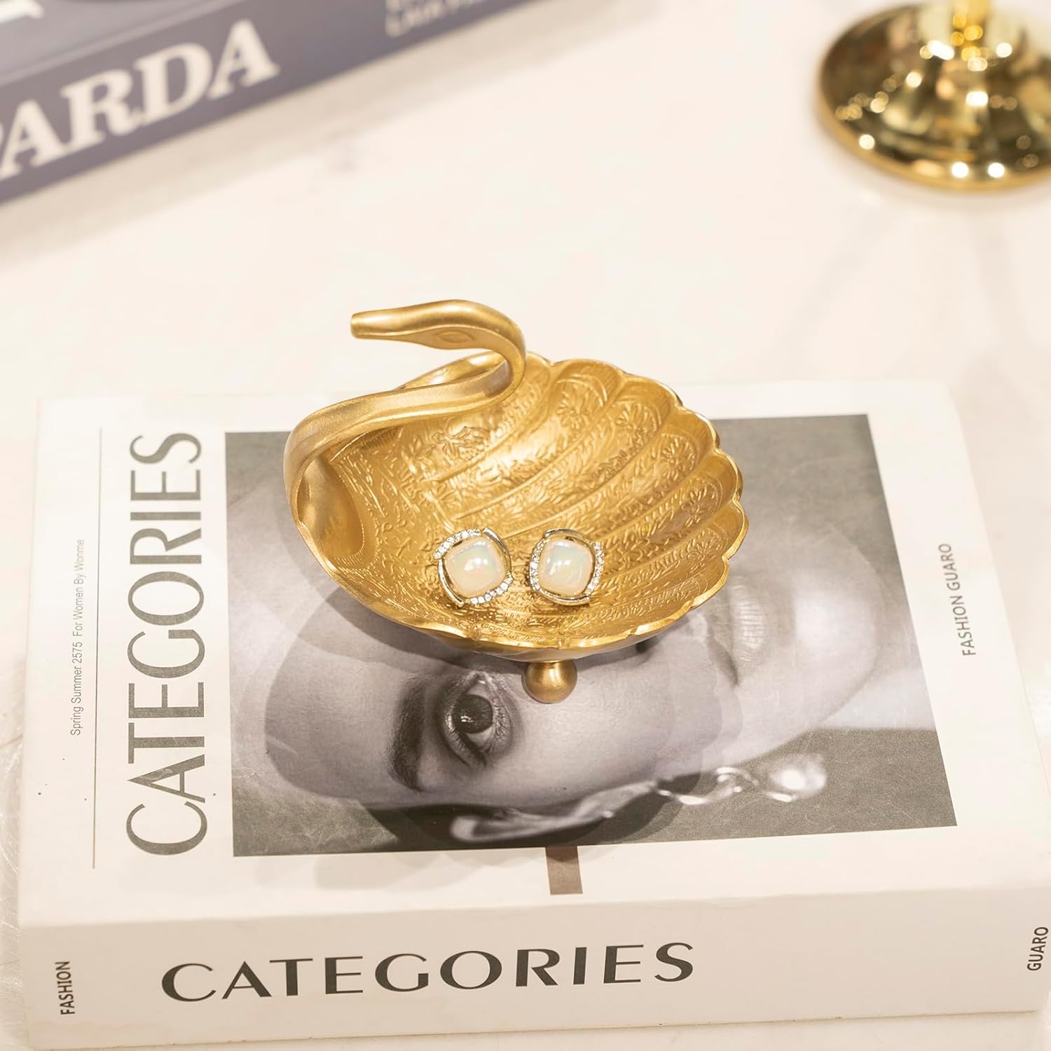 Swan Brass Jewelry Dish Tray,Gold Decorative Ring and Trinket Holder-Decorative Trinket Dish for Rings Earrings Necklaces Bracelet Watch Keys, Birthday Mother's Day Christmas Gift for Women