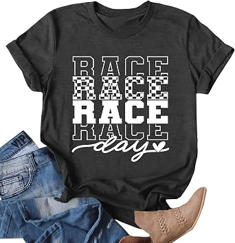 Ithalt Womens Racing Shirt Race Day T-Shirt Race Mom Short Sleeve Shirt | Soft rayon blend race tee for women. Race Mom for race day, track events, or casual wear. Great gift for moms who love speed.