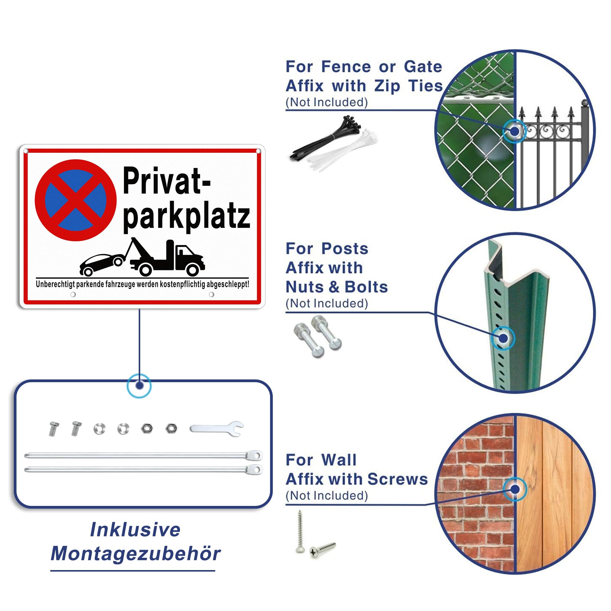 Cartelli Parcheggio Privato - 2 Pezzi In Alluminio, 20x30 Cm, Blu - Foto 7