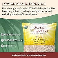 Vista 7 de Darsa Organics Urad Dal Split Without Skin (Urad Mogar) 2 libras – Lentejas partidas de matpe blanco orgánico USDA Sin OMG, proteína a base