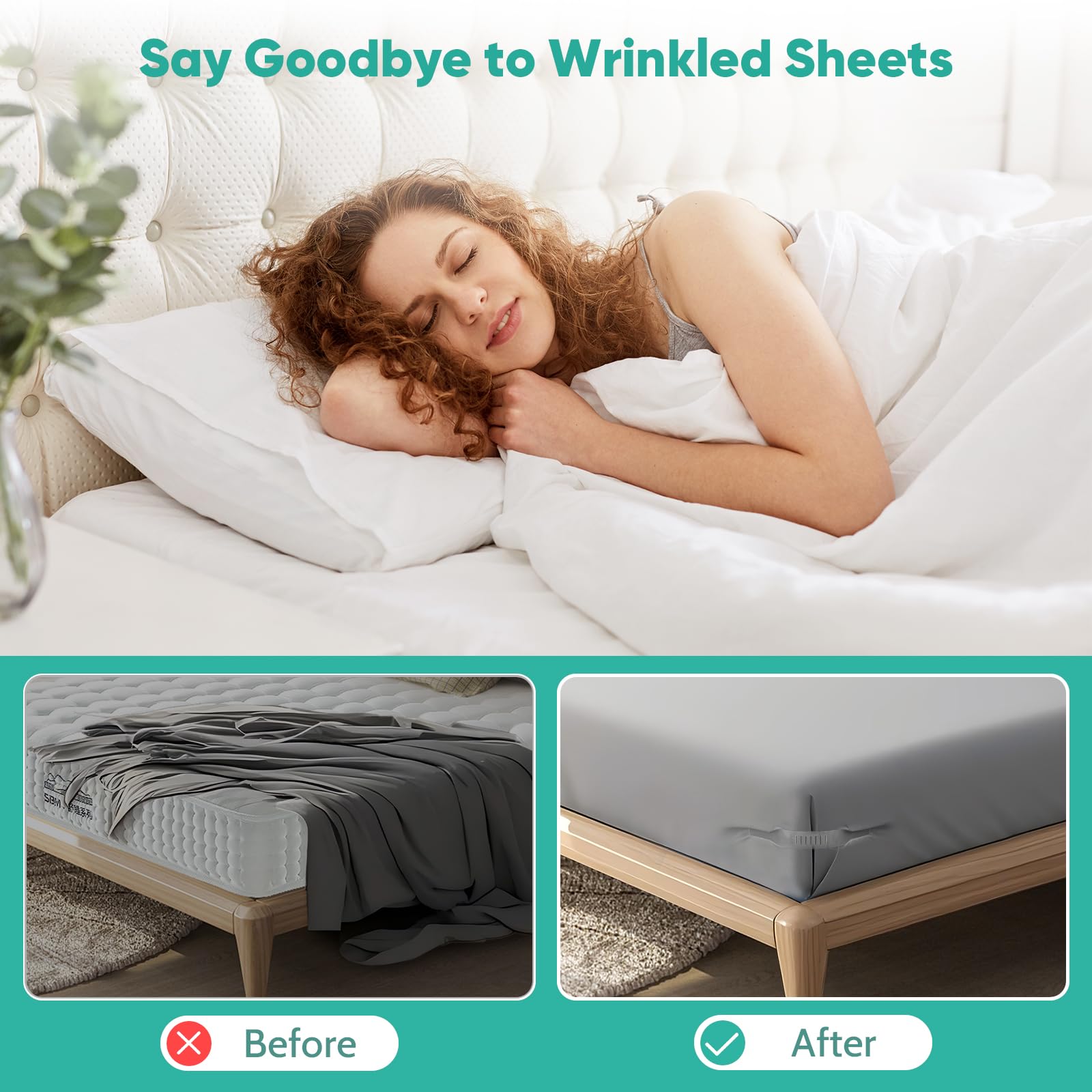 Brkjape Bed Sheet Holder - Heavy Duty No-Slip Corner Fasteners, Easy to Install - Keeps Fitted Sheets Secure Without Lifting Mattress - Fits Twin, Queen, King, RV & Kids Beds ?2025 Upgraded?