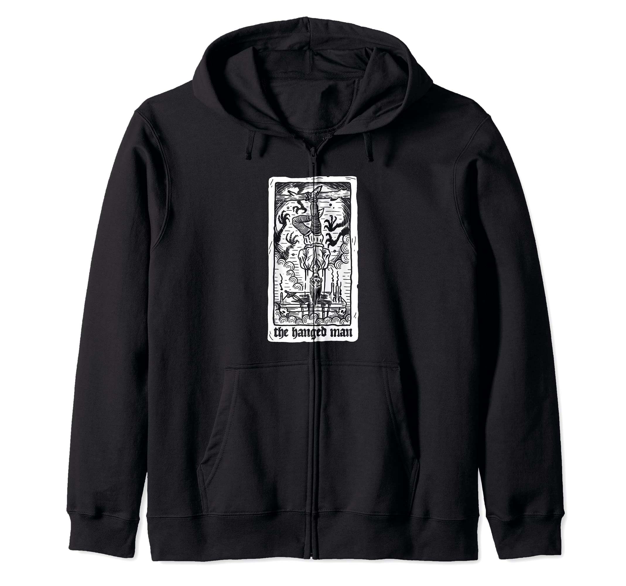 The Hanged Man Tarot Cards Gothic Hanging Man Zip Hoodie, Black