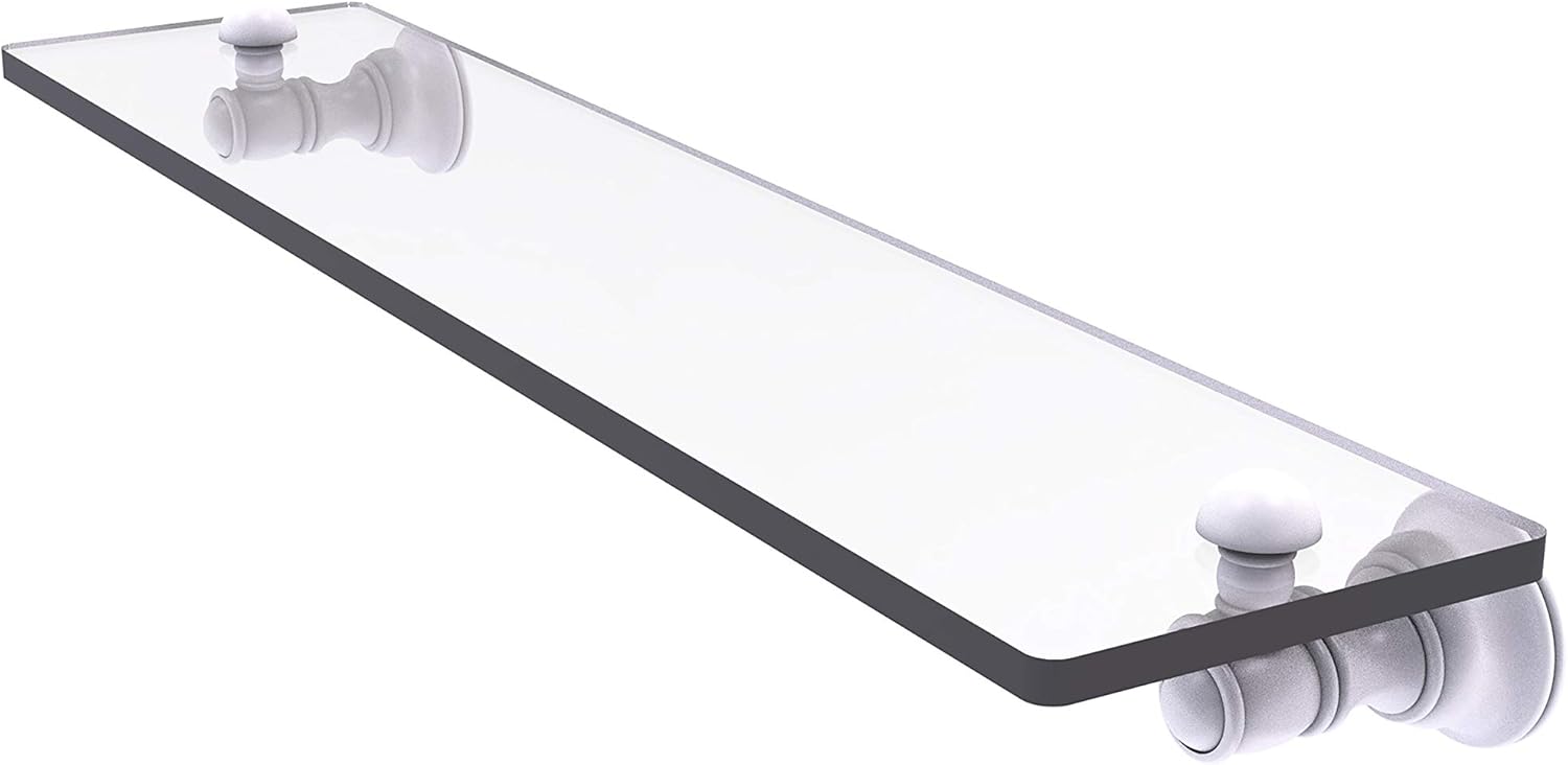 Allied Brass CL-1-16-PNI Carolina Collection 16 Inch Glass Shelf, Polished Nickel