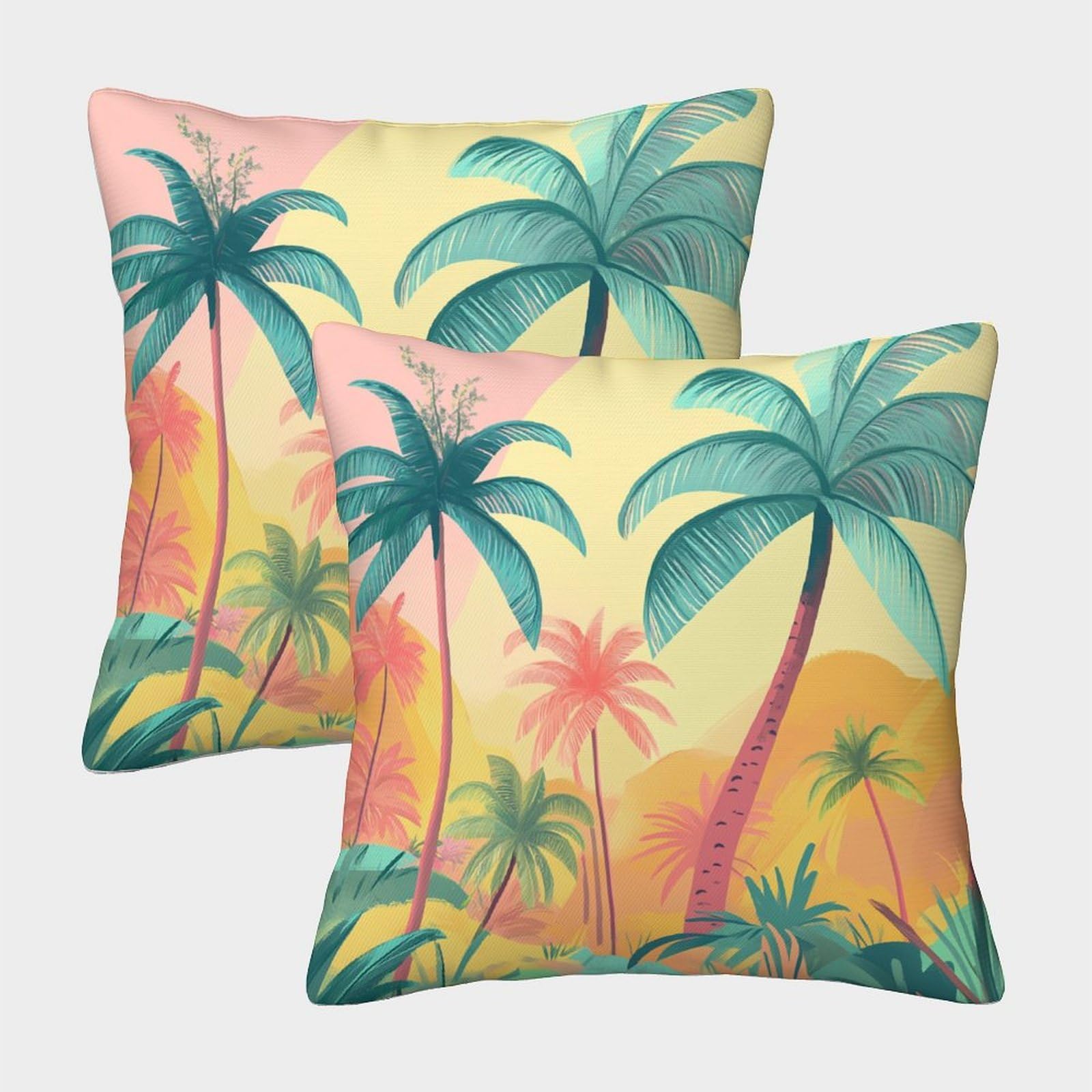 kaiyun 2 Pack 3D Palm Trees,Cartoon Style Cushion 3D Soft Touch Pillowcase,sofa Chair Home Furnishings 45x45cm