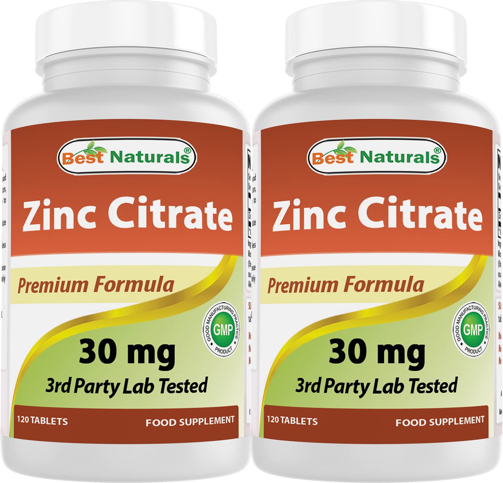 Best Naturals Zinc 30mg Supplements (as Zinc Citrate) - zinc Vitamins for Adults Immune Support - 120 Tablets (120 Count (Pack of 2)) 240 Count (Pack of 1)
