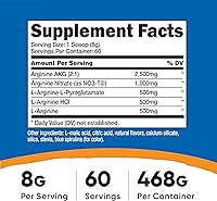 Vista 2 de Nutricost Complejo de L-Arginina (frambuesa azul, 60 porciones), sin gluten, sin OMG