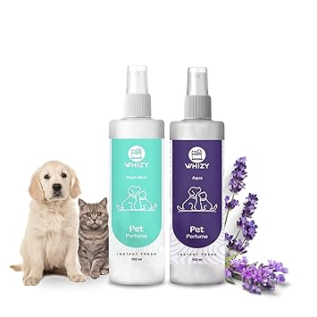 Whizy Pet Perfume (Combo pack of 2) | Aqua Fresh & Musk Scent | Long-Lasting Fragrance Spray for Dogs & Cats | Pet Coat Grooming Essential 200 ml