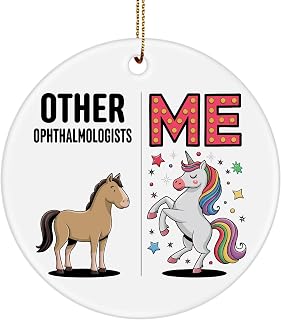 Ophthalmologist Ornament for Christmas Tree, Other vs Me Unicorn, Eye Doctor Vision Specialist Employee Eye Surgeon Manager Funny Gifts, Appreciation Grad Birthday, Round Ceramic