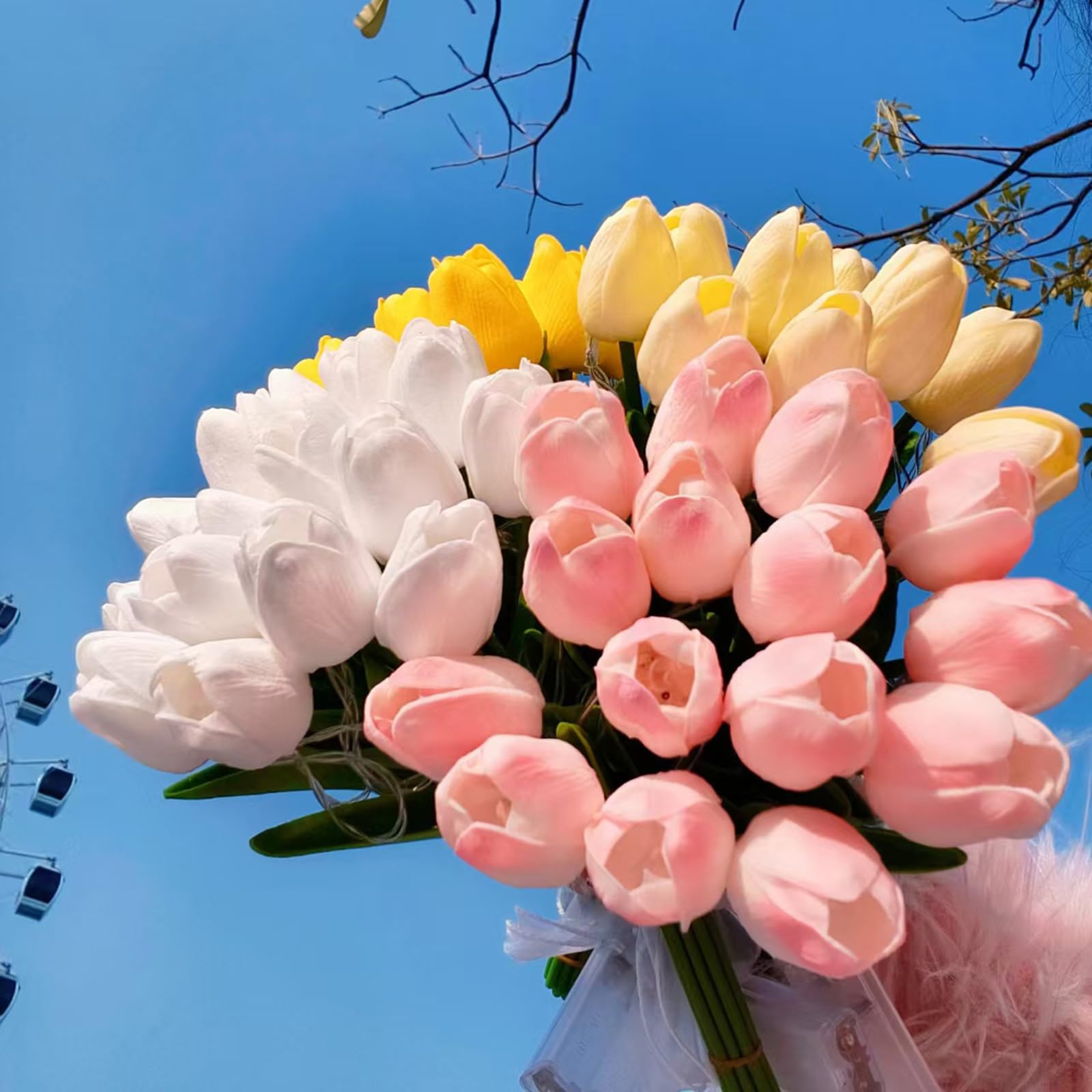 Juego de 15 Lámparas de Tulipán Románticas y Radiantes con Tallos Ajustables, Perfectas para Regalos del Día de la Madre, Luz de Noche Brillante para Hogar, Oficina, Centro de Mesa y Boda