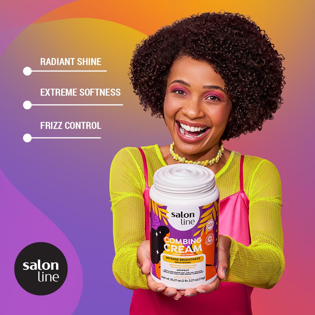 Salon Line, Hair Cream, Leave-In Cream, Maximum Shine – Wavy, Curly & Coily Hair, 35.27 Oz