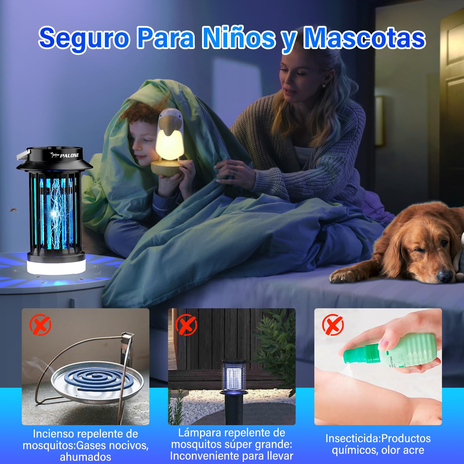 PALONE Lampara Antimosquitos IluminacióN Recargable Atrapa Moscas Atrapa Mosquitos USB LED Potente, Adecuado para Dormitorio, JardíN, Camping, Interior y Exterior