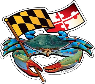 Blue Crab Maryland Banner 5x4.5 inches Sticker Decal die Cut Vinyl - Made in USA